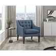 Pemberly Row Tufted Mid-Century Accent Chair with Solid Wood Legs in Blue