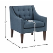 Pemberly Row Tufted Mid-Century Accent Chair with Solid Wood Legs in Blue