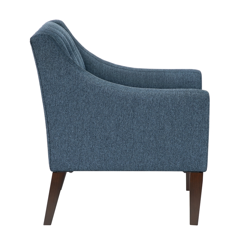 Pemberly Row Tufted Mid-Century Accent Chair with Solid Wood Legs in Blue