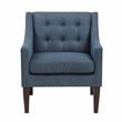 Pemberly Row Tufted Mid-Century Accent Chair with Solid Wood Legs in Blue
