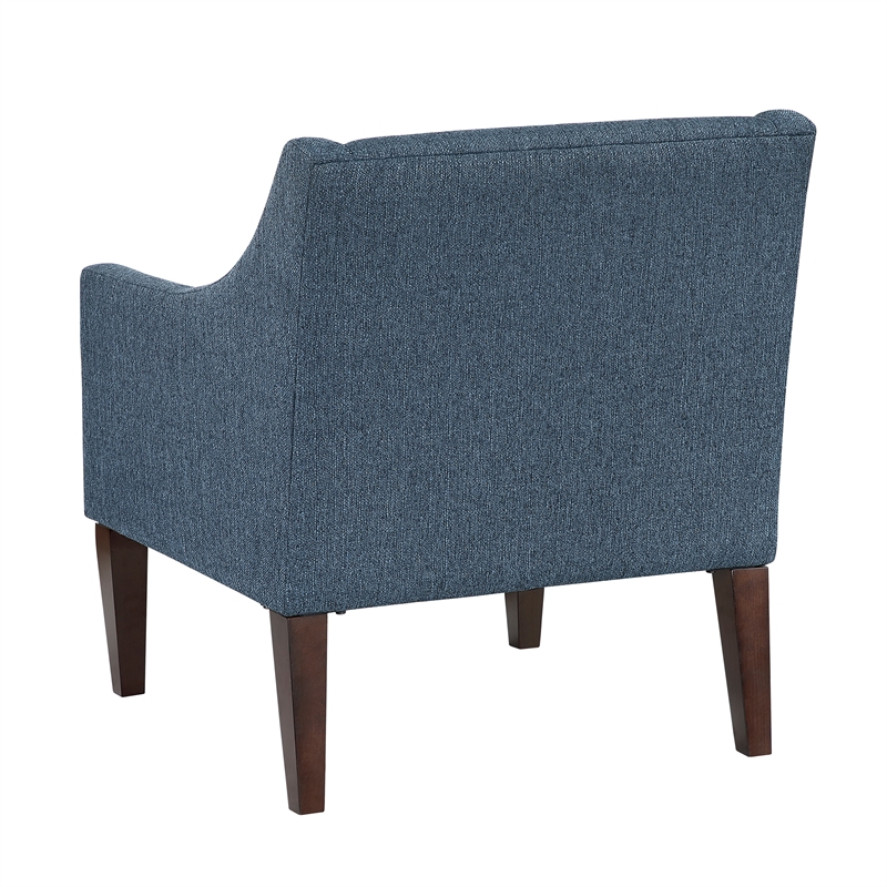 Pemberly Row Tufted Mid-Century Accent Chair with Solid Wood Legs in Blue