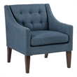 Pemberly Row Tufted Mid-Century Accent Chair with Solid Wood Legs in Blue