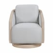 Pemberly Row Textured 360-Degree Swivel Lounge Chair with Oak Trim in Gray