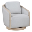 Pemberly Row Textured 360-Degree Swivel Lounge Chair with Oak Trim in Gray
