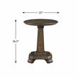 Pemberly Row Cherry Veneer Round Pedestal End Table with Carved Legs in Brown