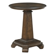Pemberly Row Cherry Veneer Round Pedestal End Table with Carved Legs in Brown