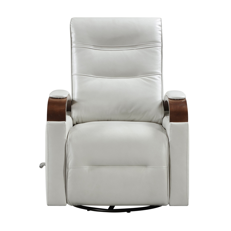 Pemberly Row Faux Leather 360-Degree Swivel Glider Reclining Chair in Smoke