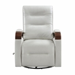 Pemberly Row Faux Leather 360-Degree Swivel Glider Reclining Chair in Smoke