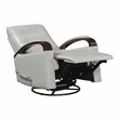 Pemberly Row Faux Leather 360-Degree Swivel Glider Reclining Chair in Smoke