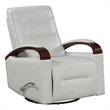 Pemberly Row Faux Leather 360-Degree Swivel Glider Reclining Chair in Smoke