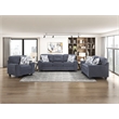 Pemberly Row Chenille Loveseat with 2 Decorative Pillows & Pocket Coils in Blue