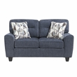 Pemberly Row Chenille Loveseat with 2 Decorative Pillows & Pocket Coils in Blue