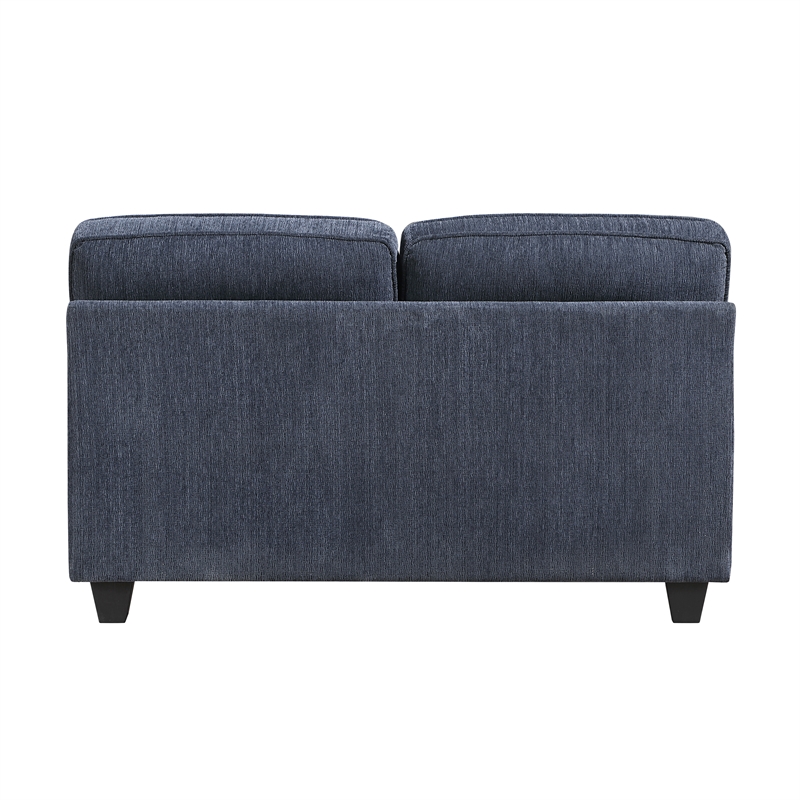 Pemberly Row Chenille Loveseat with 2 Decorative Pillows & Pocket Coils in Blue
