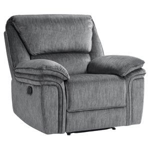 Pemberly Row 40&quot Microfiber Reclining Chair with Pillow-Top Arms in Gray