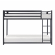 Pemberly Row Twin Over Twin Metal Bunk Bed with Ladder in Black