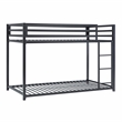 Pemberly Row Twin Over Twin Metal Bunk Bed with Ladder in Black