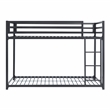 Pemberly Row Twin Over Twin Metal Bunk Bed with Ladder in Black