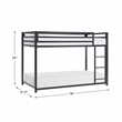 Pemberly Row Twin Over Twin Metal Bunk Bed with Ladder in Black