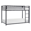 Pemberly Row Twin Over Twin Metal Bunk Bed with Ladder in Black
