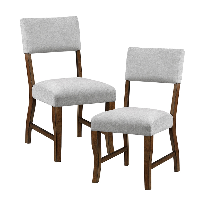 Pemberly Row Gray Chenille Upholstered Dining Side Chair with Wood Frame - Brown