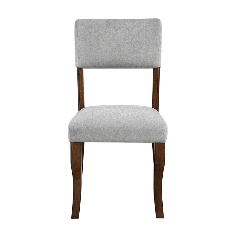 Pemberly Row Gray Chenille Upholstered Dining Side Chair with Wood Frame - Brown