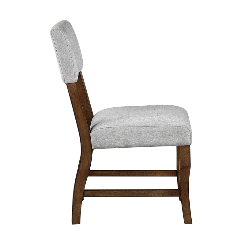 Pemberly Row Gray Chenille Upholstered Dining Side Chair with Wood Frame - Brown