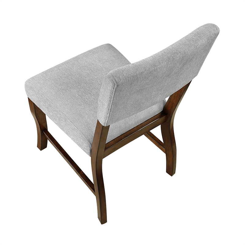Pemberly Row Gray Chenille Upholstered Dining Side Chair with Wood Frame - Brown