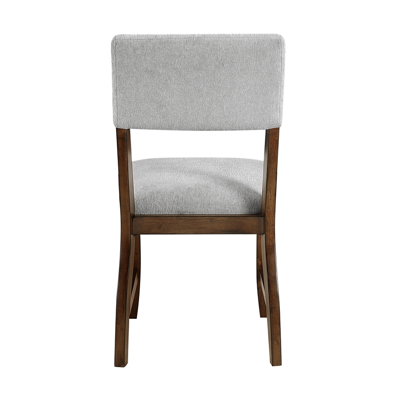 Pemberly Row Gray Chenille Upholstered Dining Side Chair with Wood Frame - Brown