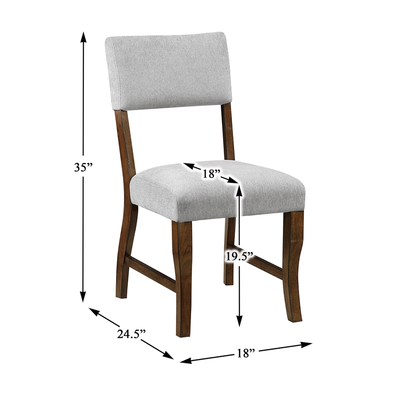 Pemberly Row Gray Chenille Upholstered Dining Side Chair with Wood Frame - Brown