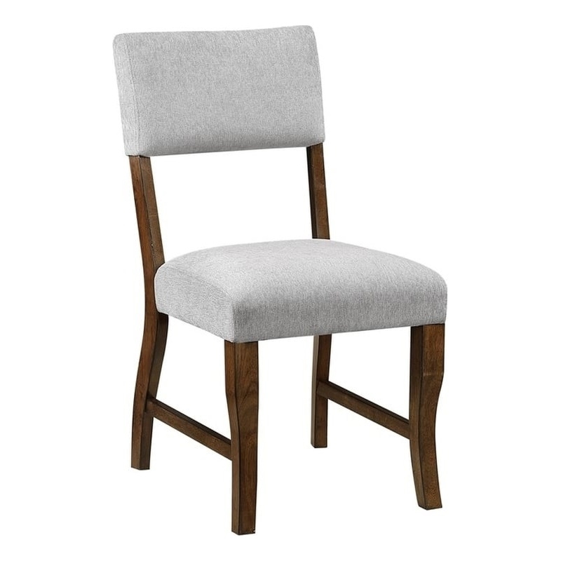 Pemberly Row Gray Chenille Upholstered Dining Side Chair with Wood Frame - Brown