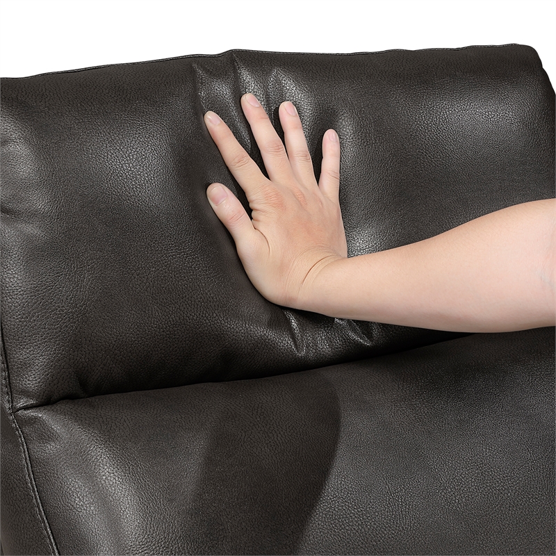 Pemberly Row Faux Leather Espresso Wall-Hugger Reclining Chair with Side Pocket