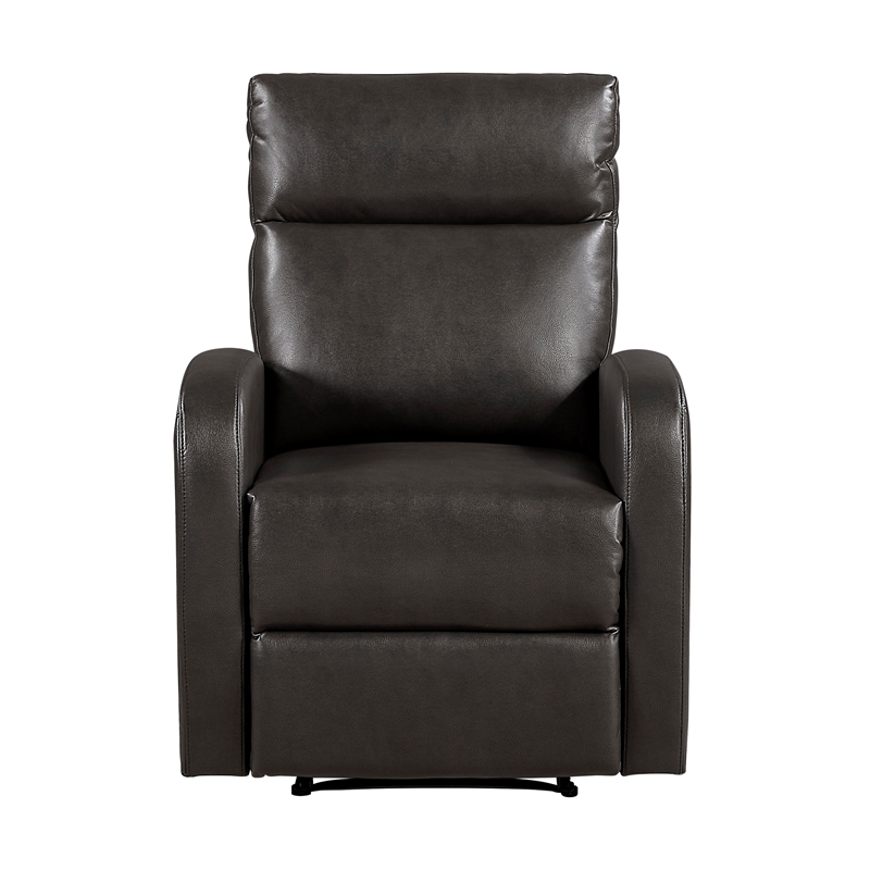 Pemberly Row Faux Leather Espresso Wall-Hugger Reclining Chair with Side Pocket