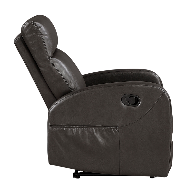Pemberly Row Faux Leather Espresso Wall-Hugger Reclining Chair with Side Pocket