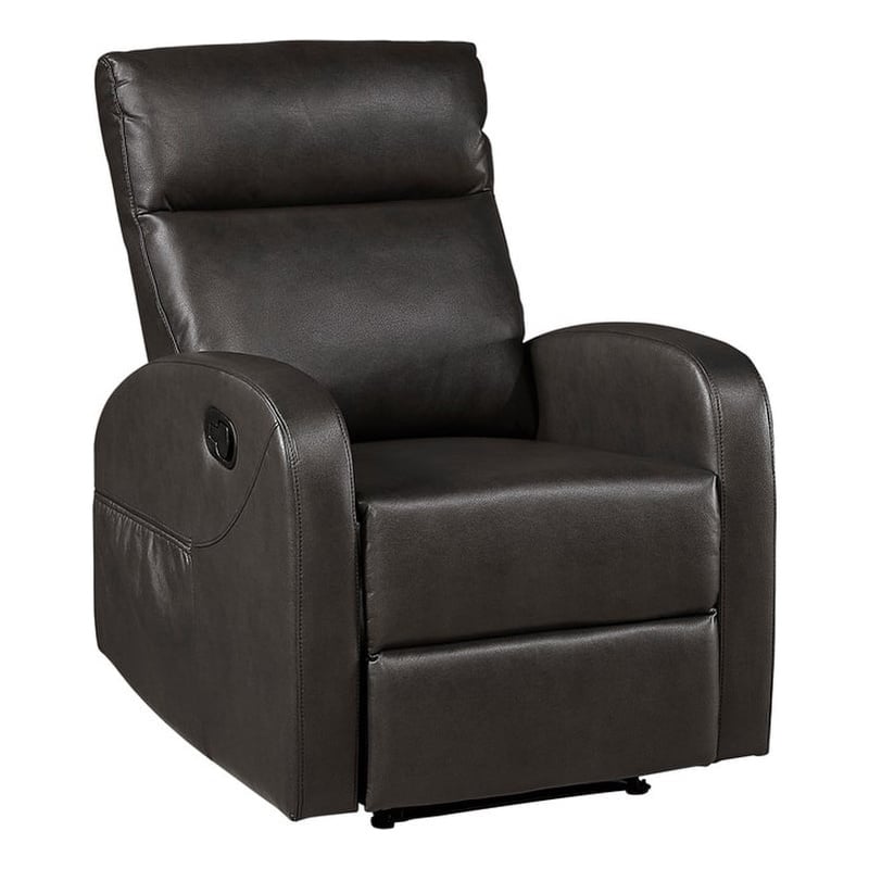 Pemberly Row Faux Leather Espresso Wall-Hugger Reclining Chair with Side Pocket