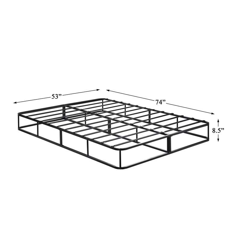 Pemberly Row Full Size 9 Inch Steel Mattress Foundation with 12 Slats in White