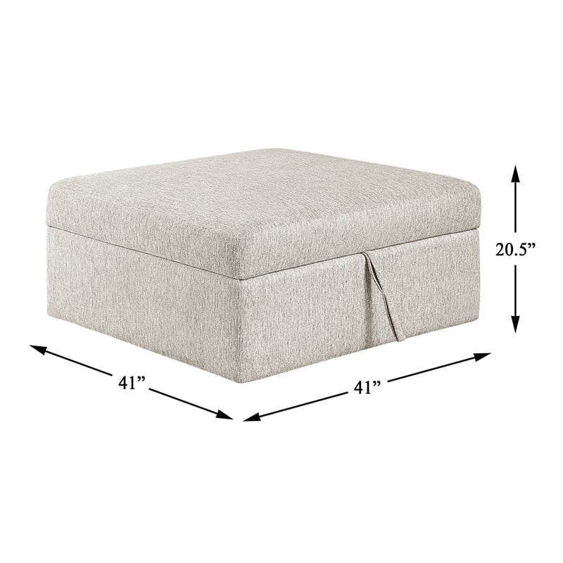 Pemberly Row Microfiber Storage Ottoman with Casters and Foam Padding in Beige