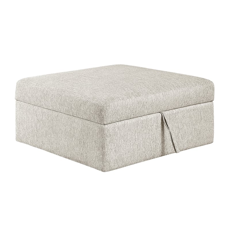 Pemberly Row Microfiber Storage Ottoman with Casters and Foam Padding in Beige