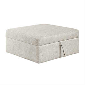 Pemberly Row Microfiber Storage Ottoman with Casters and Foam Padding in Beige