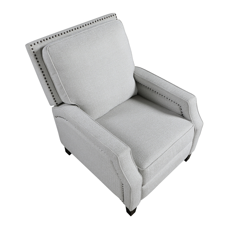 Pemberly Row Chenille Push Back Reclining Accent Chair with Nailhead Trim - Gray