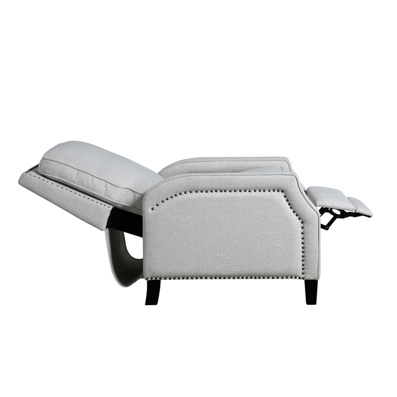 Pemberly Row Chenille Push Back Reclining Accent Chair with Nailhead Trim - Gray