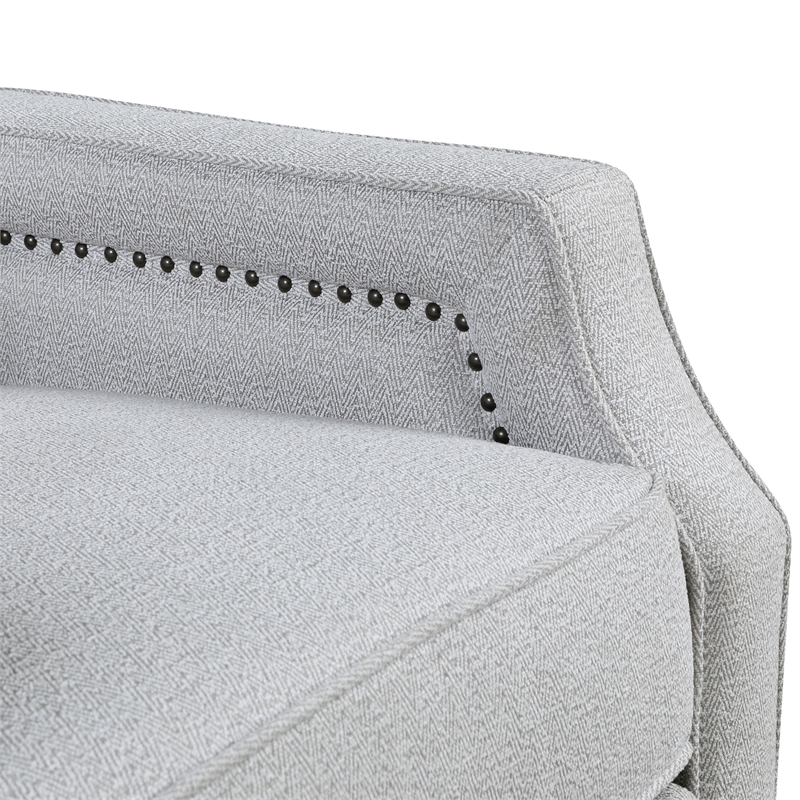 Pemberly Row Chenille Push Back Reclining Accent Chair with Nailhead Trim - Gray