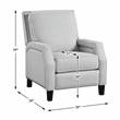 Pemberly Row Chenille Push Back Reclining Accent Chair with Nailhead Trim - Gray