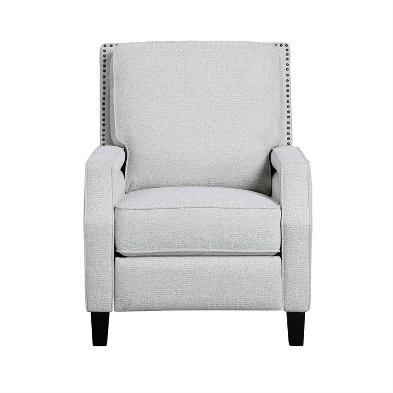 Pemberly Row Chenille Push Back Reclining Accent Chair with Nailhead Trim - Gray