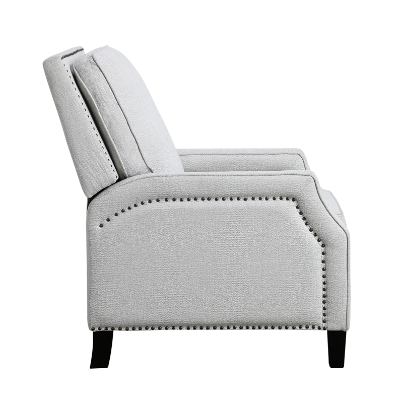 Pemberly Row Chenille Push Back Reclining Accent Chair with Nailhead Trim - Gray