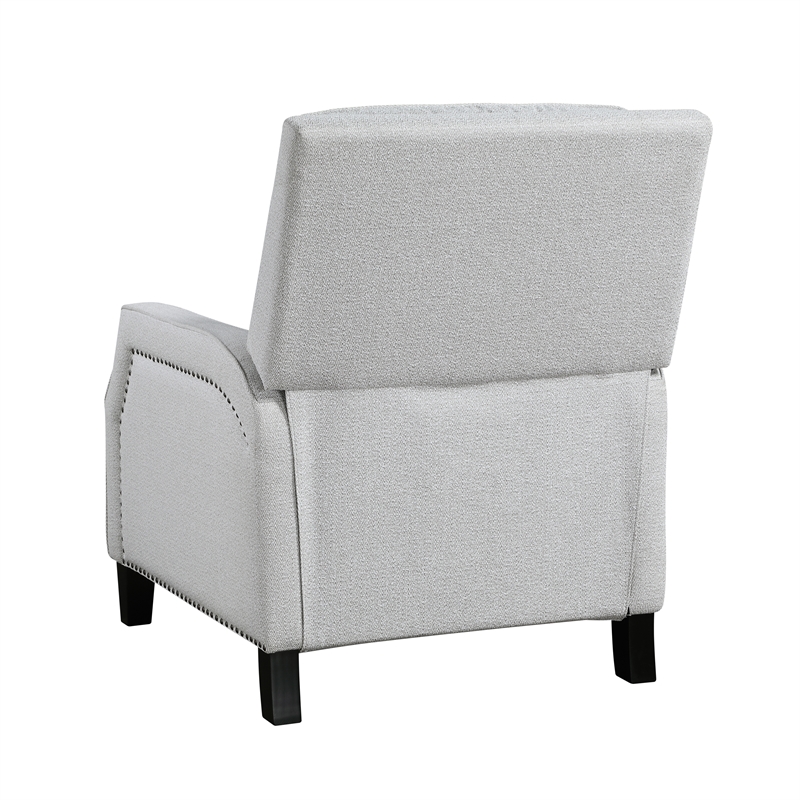 Pemberly Row Chenille Push Back Reclining Accent Chair with Nailhead Trim - Gray