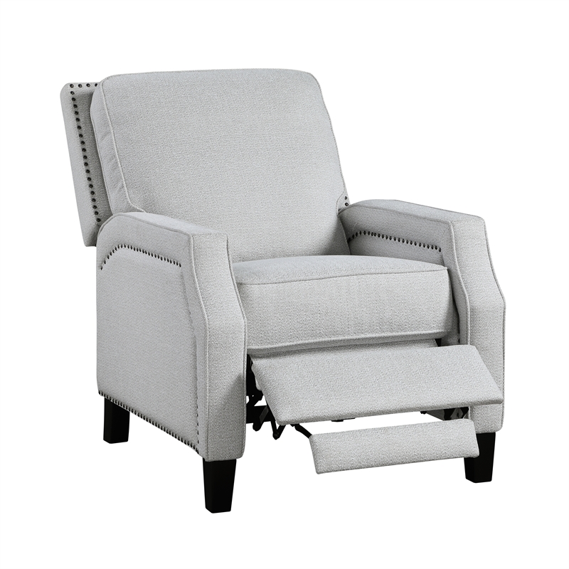 Pemberly Row Chenille Push Back Reclining Accent Chair with Nailhead Trim - Gray