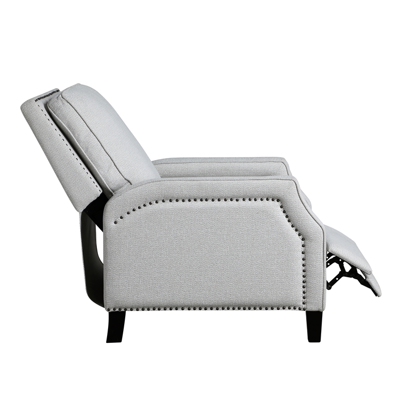 Pemberly Row Chenille Push Back Reclining Accent Chair with Nailhead Trim - Gray