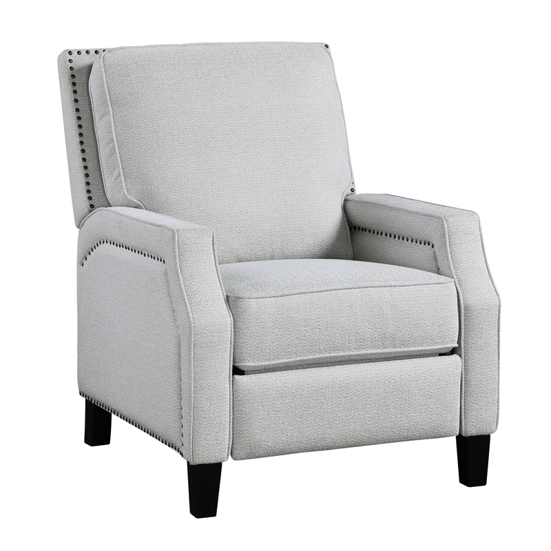 Pemberly Row Chenille Push Back Reclining Accent Chair with Nailhead Trim - Gray