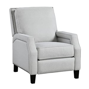 Pemberly Row Chenille Push Back Reclining Accent Chair with Nailhead Trim - Gray