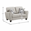 Pemberly Row Chenille Loveseat with 2 Decorative Pillows & Pocket Coils in Gray